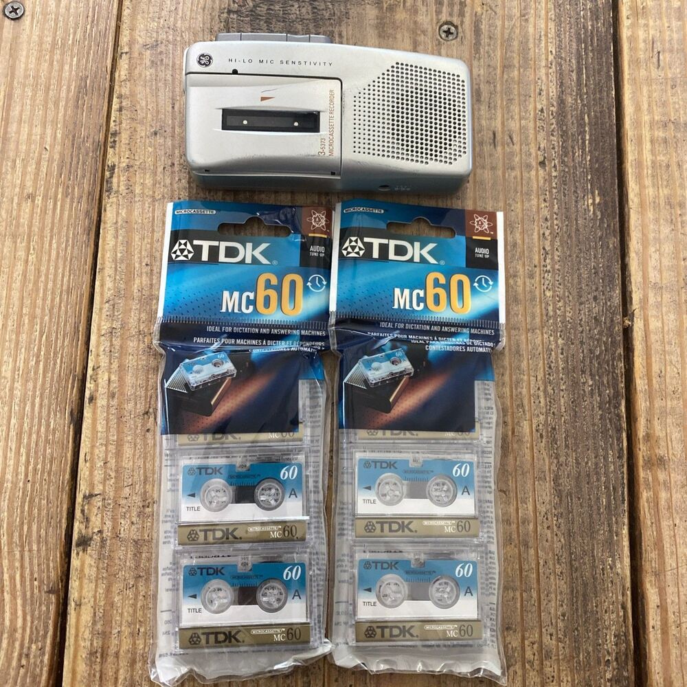 GE 3-5373 Micro Cassette Player Recorder with 6 blank micro cassettes Tested
